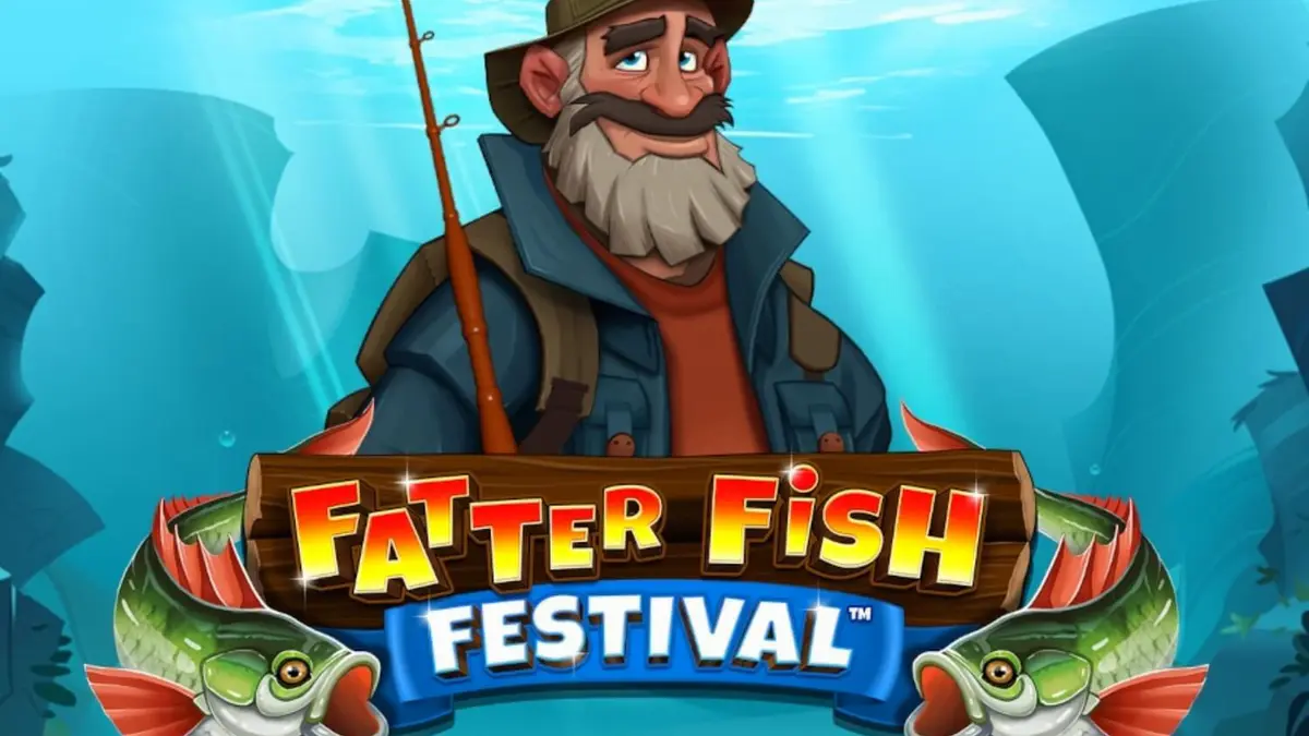 Tampilan visual slot Fatter Fish Festival dengan tema karnaval bawah laut yang ceria.